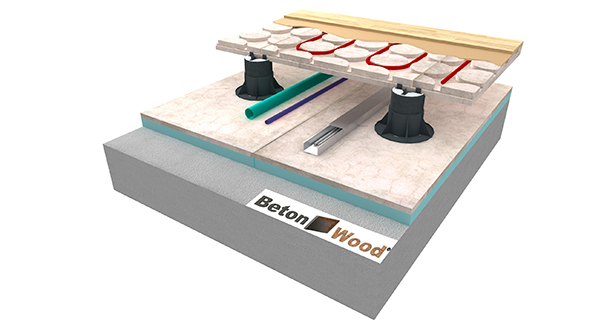 Sistema radiante sopraelevato BetonRadiant su BetonStyr