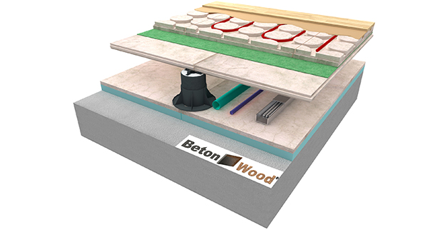 Sistema radiante sopraelevato BetonRadiant su BetonWood TG e BetonStyr