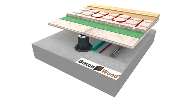 Sistema radiante sopraelevato BetonRadiant su BetonWood TG